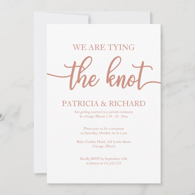 Rose Gold Elegant Calligraphy Elopement Wedding Invitation (Front)