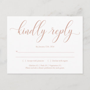 Rose Gold Elegant Calligraphy RSVP Postcard