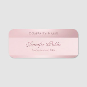 Rose Gold Elegant Calligraphy Script Name Template Tag