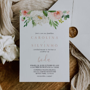 Rose Gold Elegant Fall Flowers Boda Wedding  Invitation