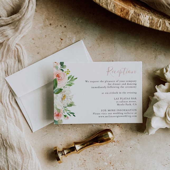 Rose Gold Elegant Fall Flowers Wedding Reception  Enclosure Card (Creator Uploaded)
