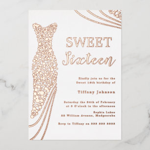 Rose Gold Elegant Foil Dress Sweet 16 Birthday