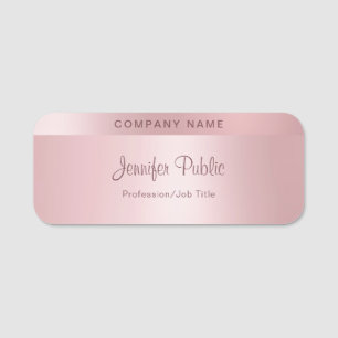 Rose Gold Elegant Hand Script Template Modern Name Tag