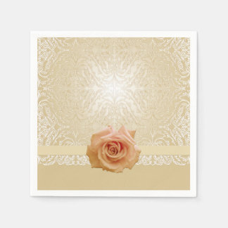 Rose Gold Elegant Lace Damask Napkins