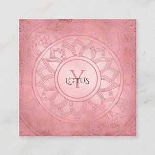 Rose Gold Elegant Lotus Mandala Yoga Centre Square Business Card