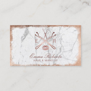 Rose Gold Elegant Marble Beauty Logo Salon Business Card