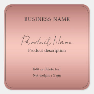 Rose Gold Elegant Modern Minimal Product Label