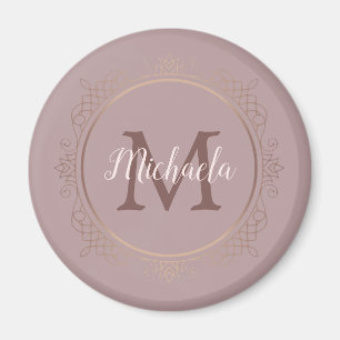 Rose Gold Elegant Modern Monogrammed Template Magnet