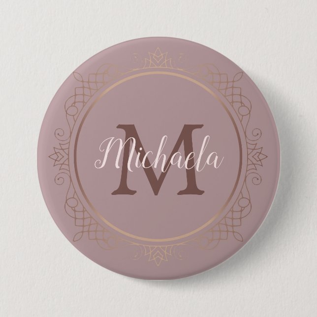 Rose Gold Elegant Monogram Modern Template 7.5 Cm Round Badge (Front)