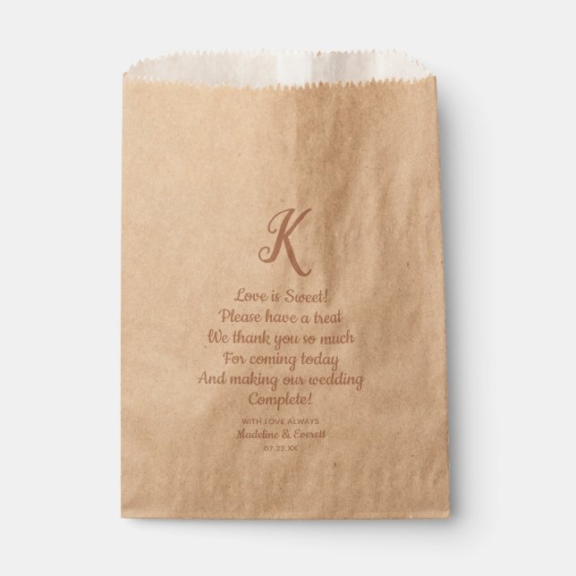 Rose Gold Elegant Monogram Thank You Reception Favour Bags (Front)