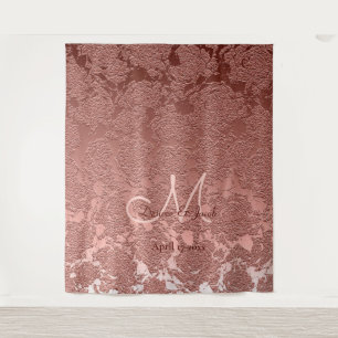 Rose Gold Elegant Monogram Wedding Photo Booth Tapestry