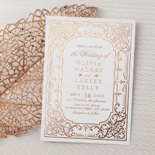 Rose gold elegant ornate romantic vintage wedding