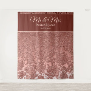 Rose Gold Elegant Photo Booth Wedding Backdrop Tapestry