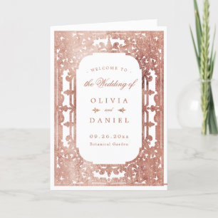 Rose gold elegant romantic ornate vintage wedding programme