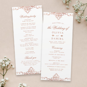 Rose gold elegant romantic ornate vintage wedding programme