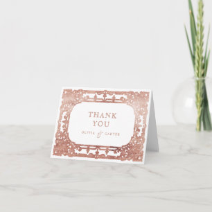 Rose gold elegant romantic ornate vintage wedding thank you card
