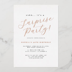 Rose Gold Elegant Script Surprise Party