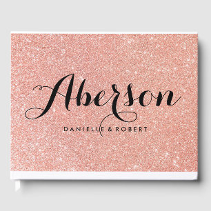 Rose Gold Elegant Script Wedding Guest Book