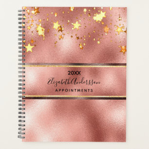 Rose gold elegant stars monogram planner