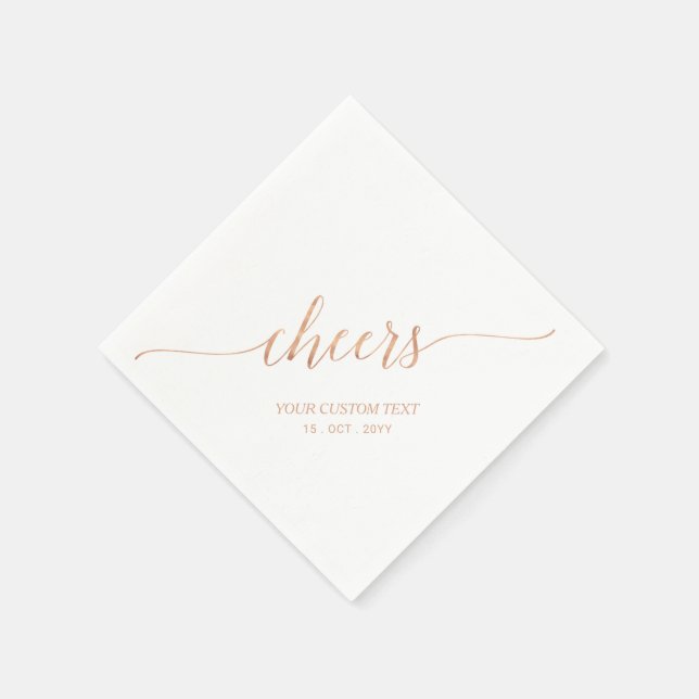 Rose Gold | Elegant Stylish Lettering Cheers Event Napkin (Corner)