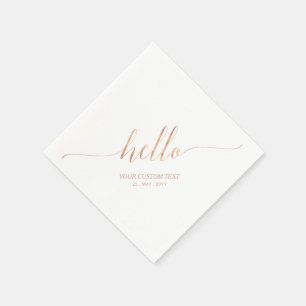 Rose Gold   Elegant Stylish Lettering Hello Party Napkin
