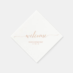 Rose Gold Elegant Stylish Lettering Welcome Party Napkin