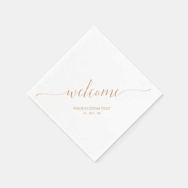 Rose Gold Elegant Stylish Lettering Welcome Party Napkin (Corner)