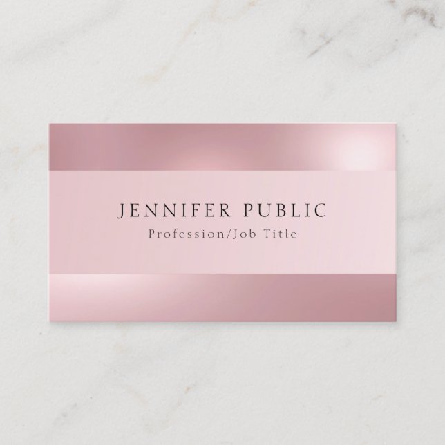 Rose Gold Elegant Template Modern Professional Business Card (Front)