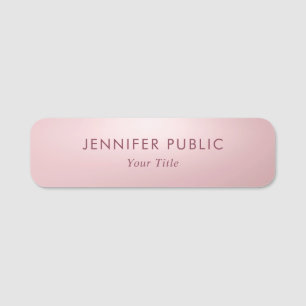 Rose Gold Elegant Trendy Customisable Template Name Tag