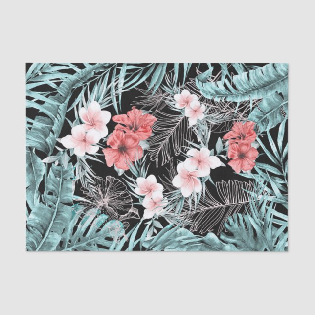 Rose Gold Elegant Tropical Botanical Island Luau Tissue Paper (Front)