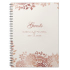 Rose gold elegant vintage lace wedding guest book