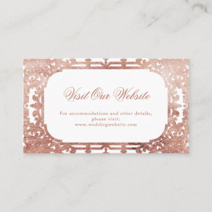 Rose gold elegant vintage wedding visit website place card