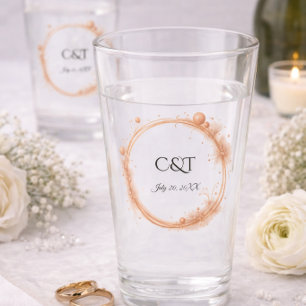 Rose Gold Elegant Wedding Couple Monogram Glass