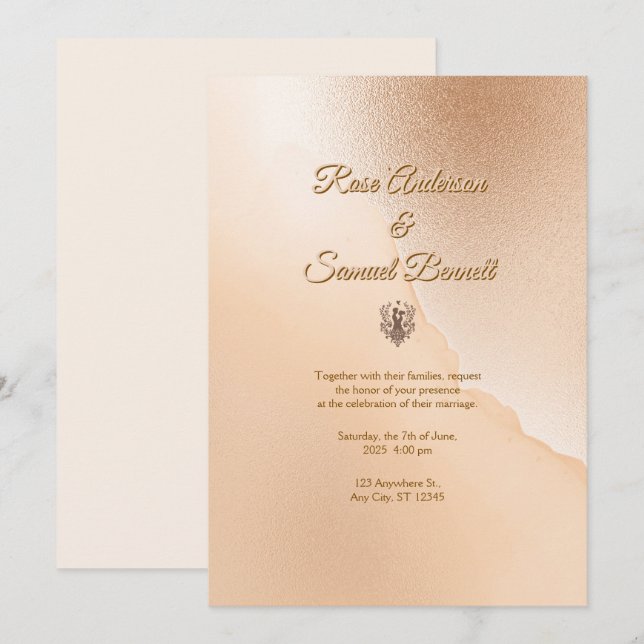 Rose Gold Elegant Wedding Invitation (Front/Back)