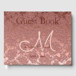 Rose Gold Elegant Wedding Reception Monogram Guest Book