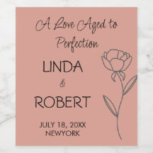 Rose Gold Elegant Wedding Wine Label