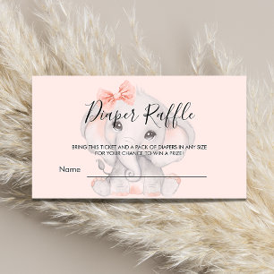 Rose gold elephant girl baby shower diaper raffle enclosure card