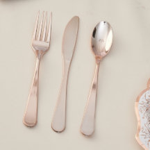 Rose Gold Elise Metalic Plastic Cutlery