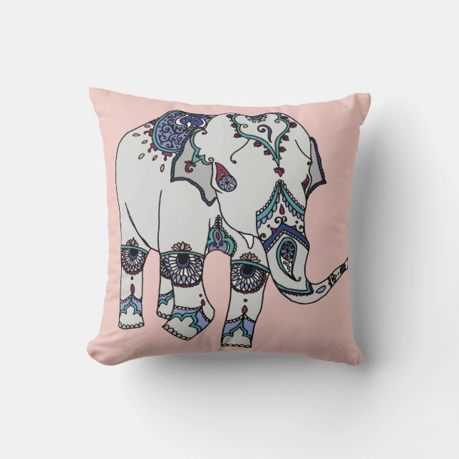 Rose Gold Embellished Elephant Cushion (Front)
