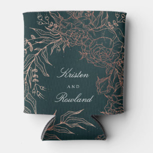 Rose Gold Emerald Wreath Emerald Green Wedding Can Cooler
