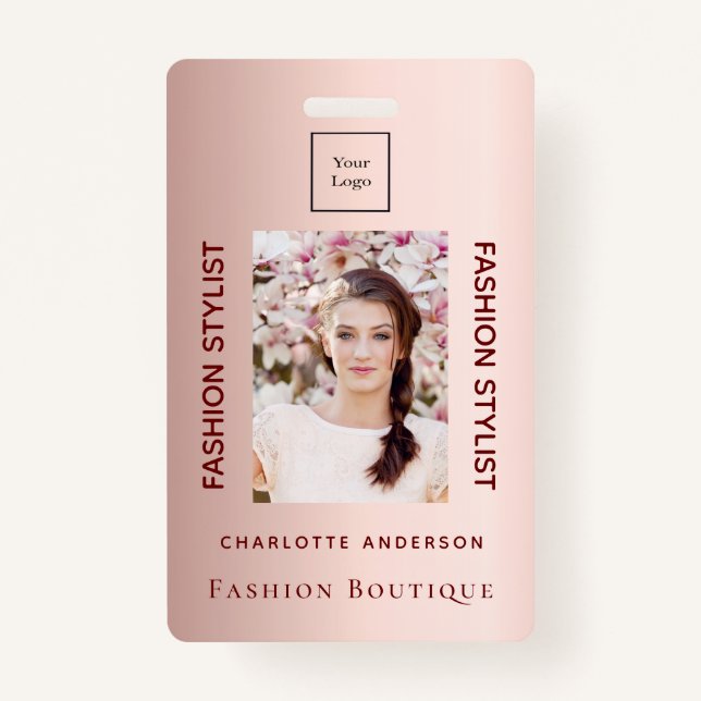 Rose gold employee photo ID badge (Front)