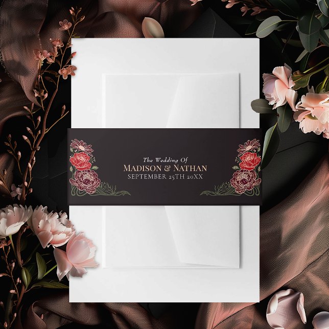 Rose Gold Enchanted Garden Floral Wedding  Invitation Belly Band (Creator Uploaded)