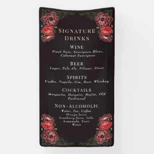 Rose Gold Enchanted Garden Wedding Drinks Bar Menu Banner