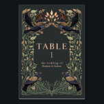 Rose Gold Enchanted Gothic Raven Floral Wedding Table Number<br><div class="desc">Elegant and gothic wedding design with ravens and foliage. This design features dark blue ravens and sage green leaves with rose gold accents against a charcoal grey background. Matching Items in our shop for a complete party theme. Design is not real foil. Items are printed exactly as they appear on...</div>