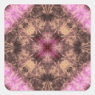 Rose Gold Energy Kaleidoscope Fractal Art Square Sticker