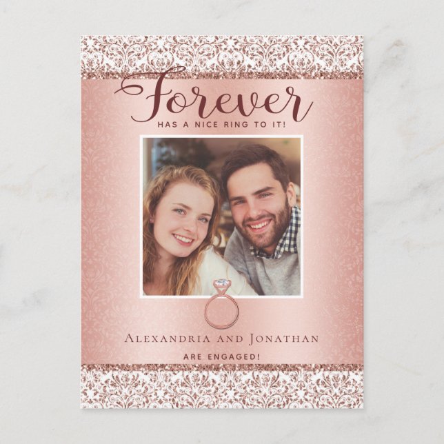 Rose Gold Engagement Announcement Postcard (Front)