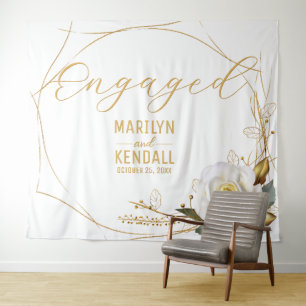 Rose Gold Engagement Backdrop Tapestry