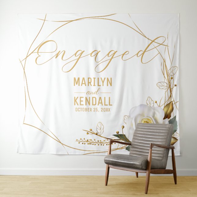 Rose Gold Engagement Backdrop Tapestry (In Situ (Horizontal))