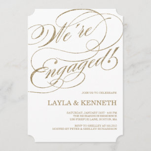 Rose Gold Engagement   Engagement Party Invitation