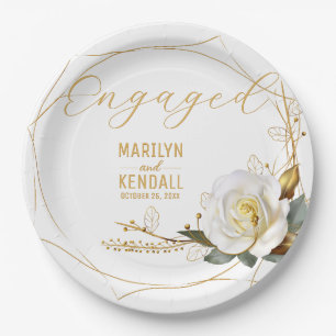 Rose Gold Engagement  Paper Plate
